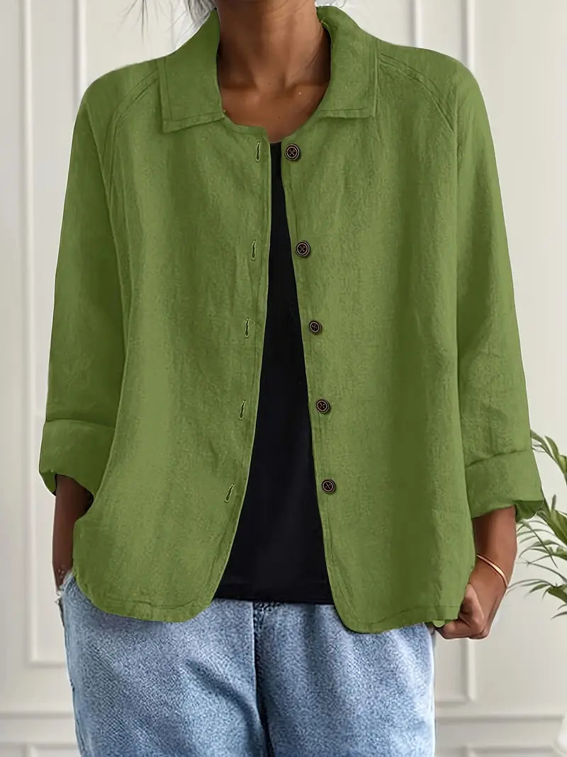 Rosemarie Hellblau Leinen-Baumwoll Hemd-Cardigan für Damen | Luftig Entspannte Passform | Alltag & Reise - S-3XL