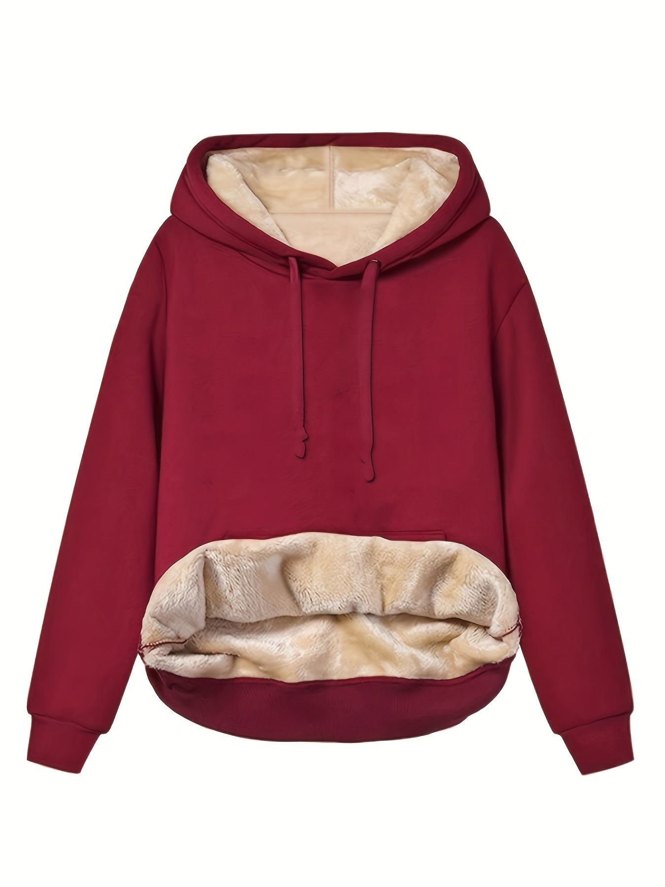 Vreni Schwarz Fleece-Gefütterter Kapuzenpullover mit Sherpa-Innenfutter für Damen | Winter Casual - S/M/L/XL/2XL