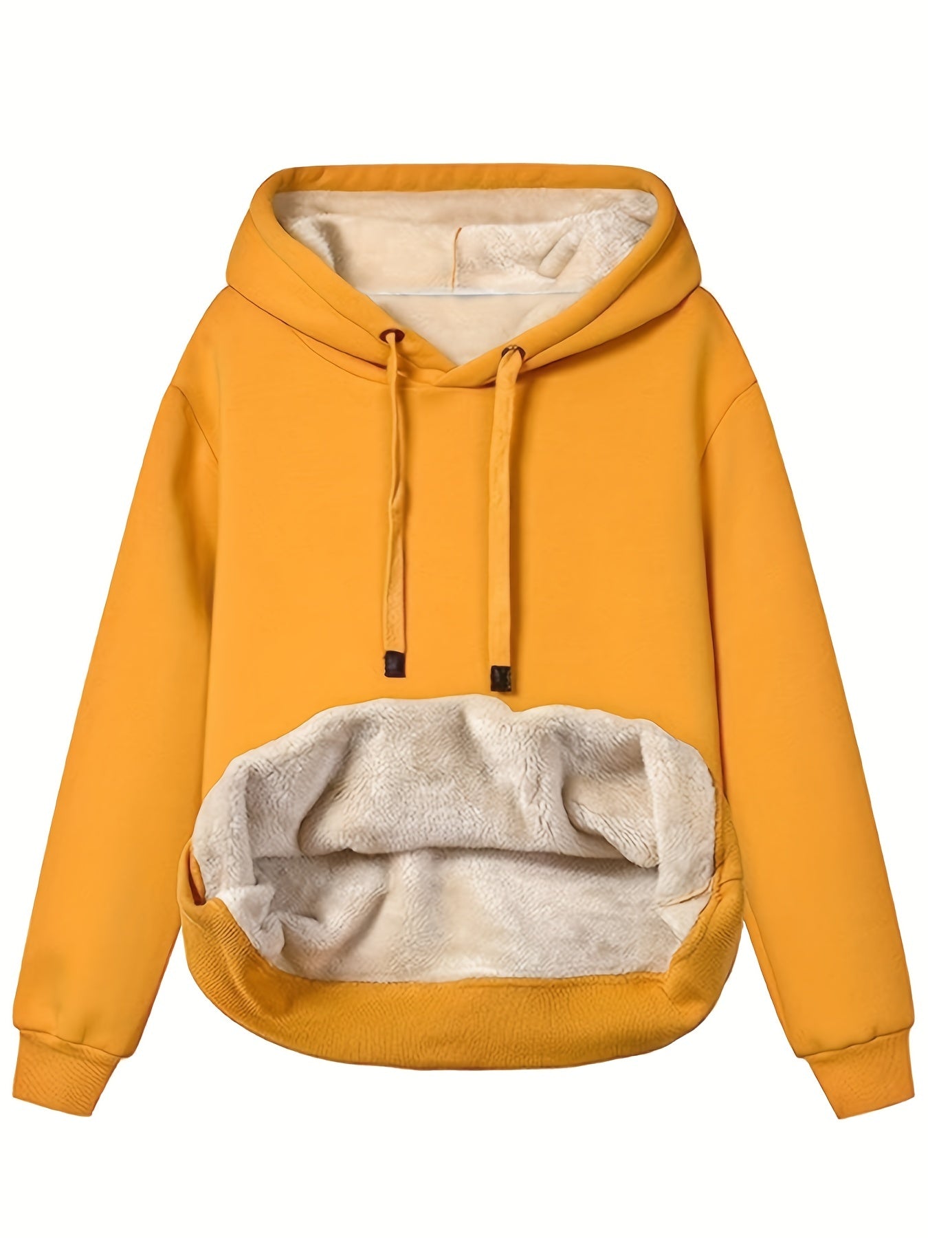Vreni Schwarz Fleece-Gefütterter Kapuzenpullover mit Sherpa-Innenfutter für Damen | Winter Casual - S/M/L/XL/2XL