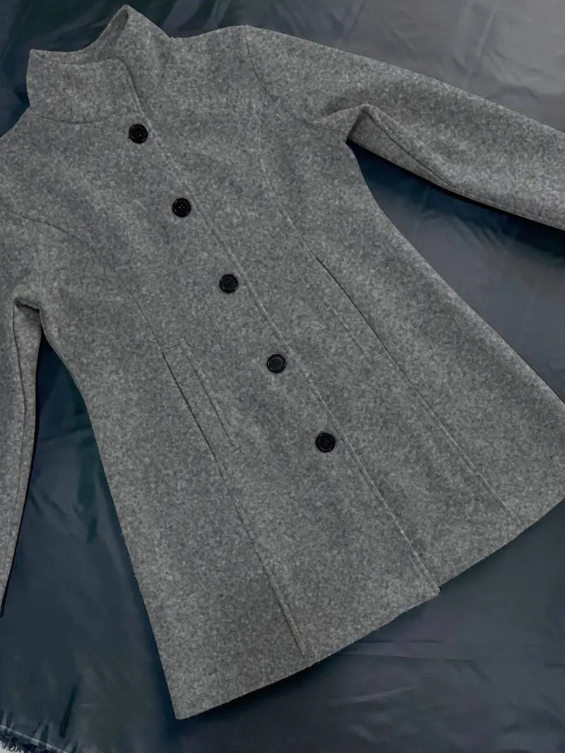 Renate Schwarz Taillierter Einreihiger Mantel für Damen | Eleganter Einknopfverschluss Herbst Casual - S/M/L/XL/2XL