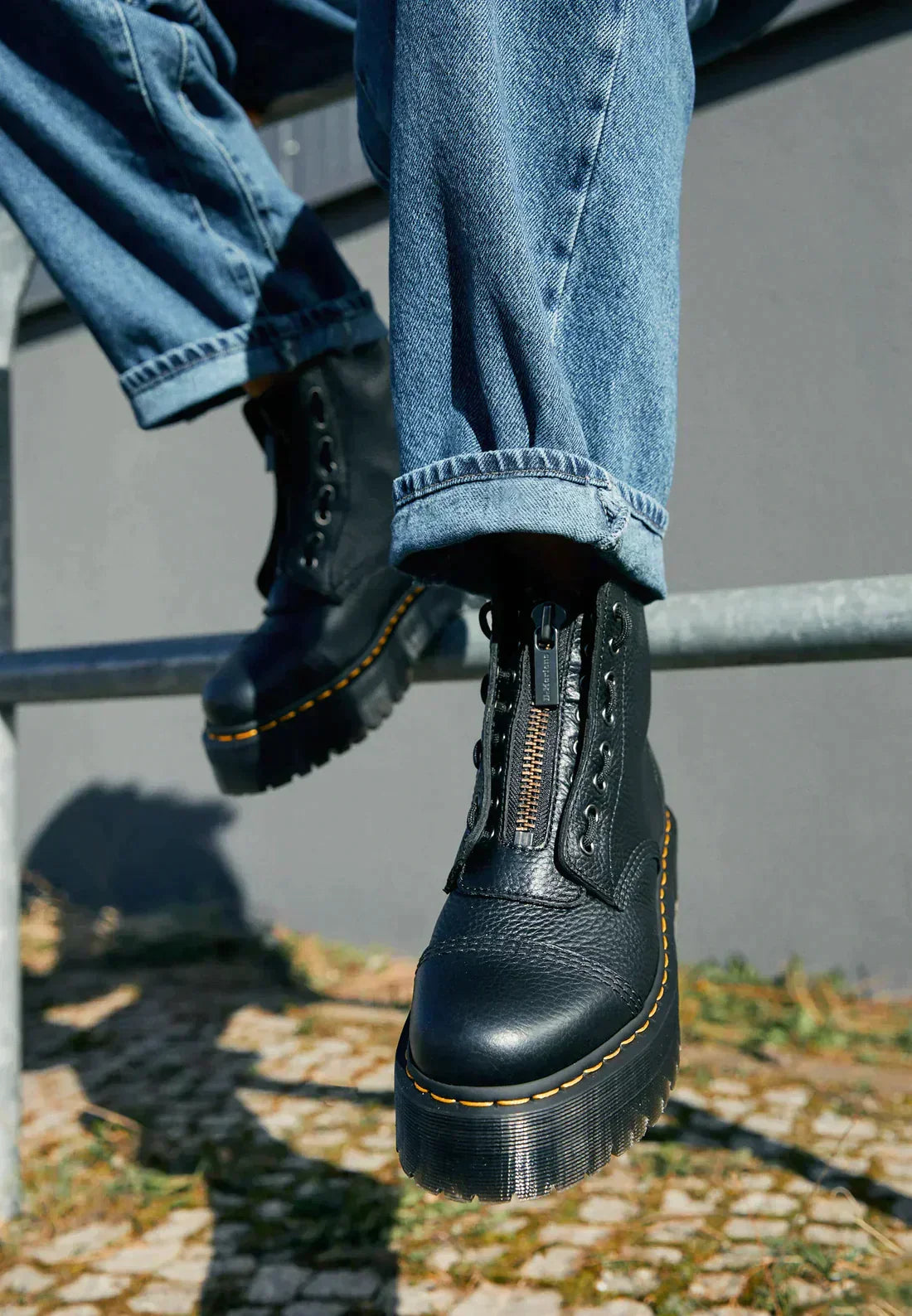 Beatrice Schwarz Plattform-Stiefelette mit Doppelreissverschluss für Damen | Robuster Chunky-Look | Edgy Streetstyle - 35/36/37/38/39/40/41/42/43/44