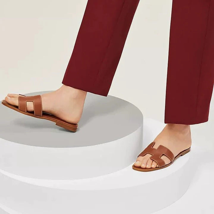 Trudi Weiß Flache Slide-Sandalen für Damen | Eleganter Cut-out-Riemen | Sommerurlaub und Alltag - 34-43