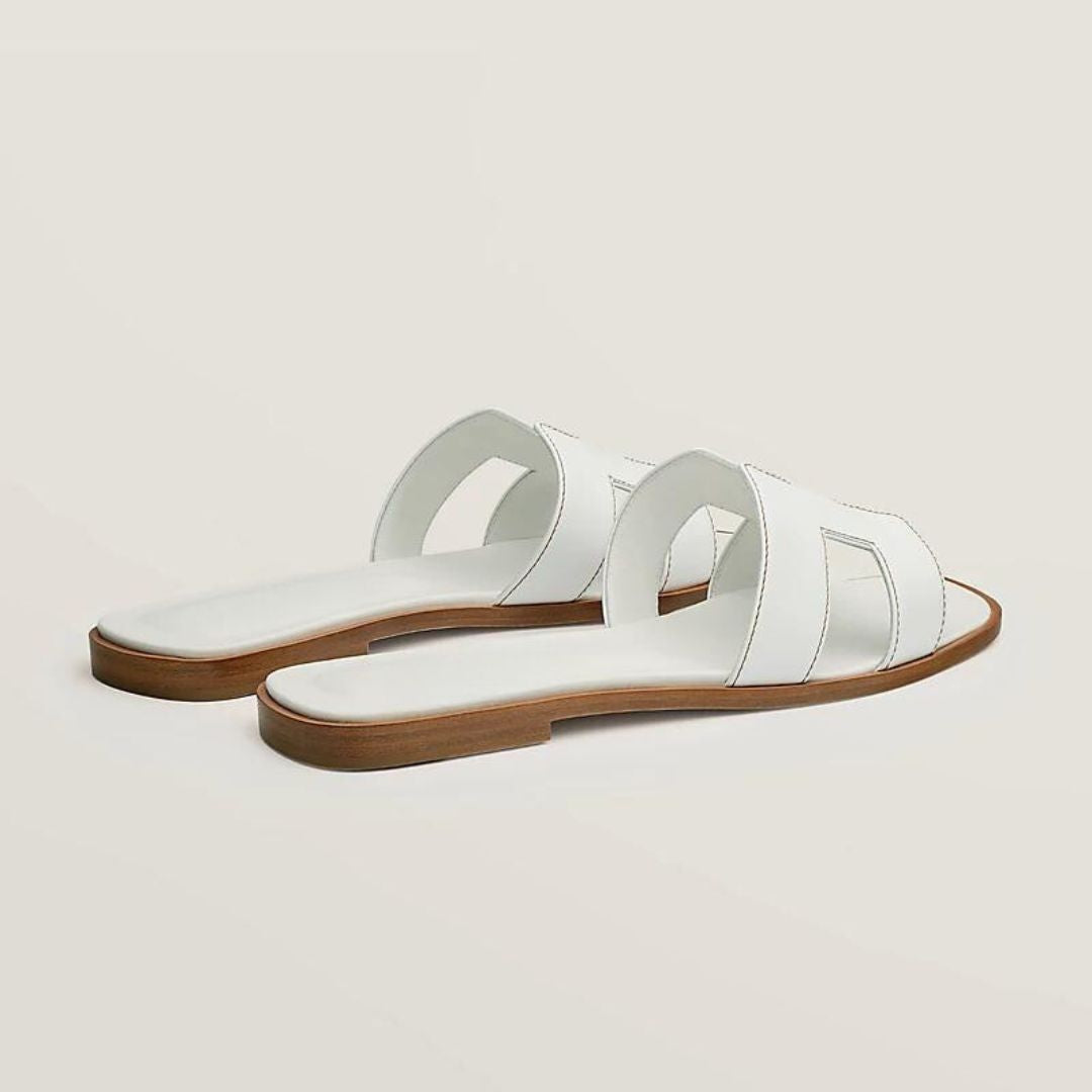 Trudi Weiß Flache Slide-Sandalen für Damen | Eleganter Cut-out-Riemen | Sommerurlaub und Alltag - 34-43