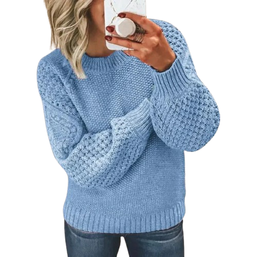 Elsbeth Lila Grobstrick Pullover für Damen | Rundhals Casual Alltag - S/M/L/XL/2XL/3XL/4XL/5XL
