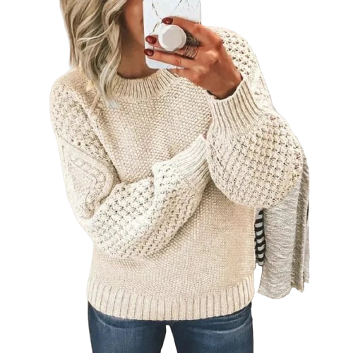 Elsbeth Lila Grobstrick Pullover für Damen | Rundhals Casual Alltag - S/M/L/XL/2XL/3XL/4XL/5XL