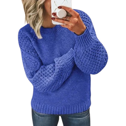 Elsbeth Lila Grobstrick Pullover für Damen | Rundhals Casual Alltag - S/M/L/XL/2XL/3XL/4XL/5XL