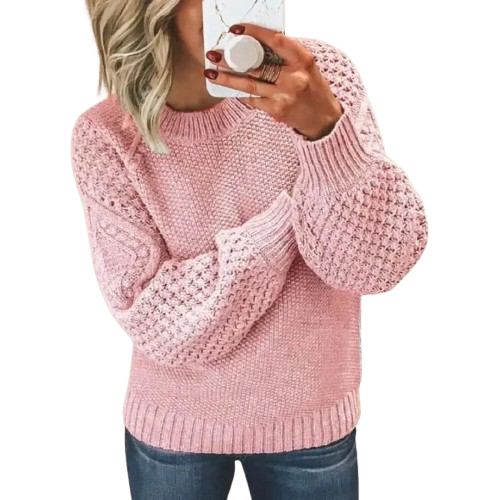 Elsbeth Lila Grobstrick Pullover für Damen | Rundhals Casual Alltag - S/M/L/XL/2XL/3XL/4XL/5XL