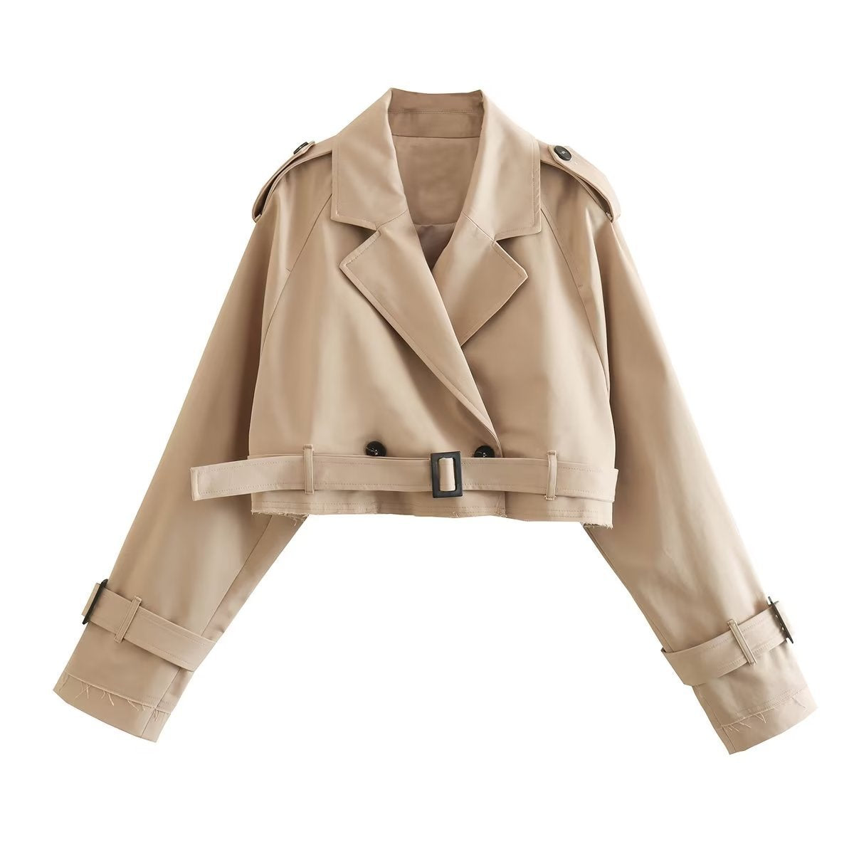 Elsa Beige Kurzer Trenchcoat mit Gürtel für Damen | Klassischer Casual Stil - XS/S/M/L