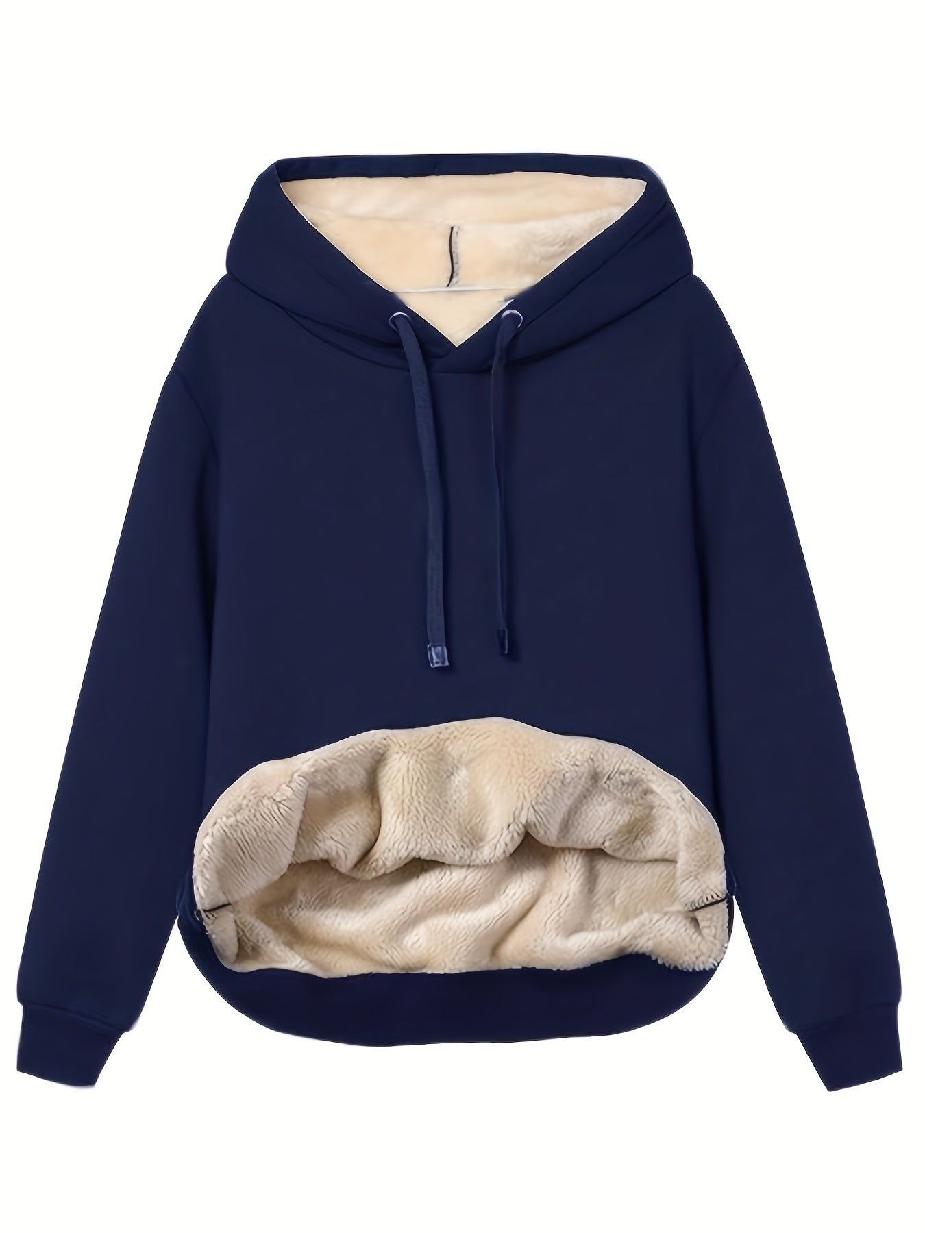 Vreni Schwarz Fleece-Gefütterter Kapuzenpullover mit Sherpa-Innenfutter für Damen | Winter Casual - S/M/L/XL/2XL