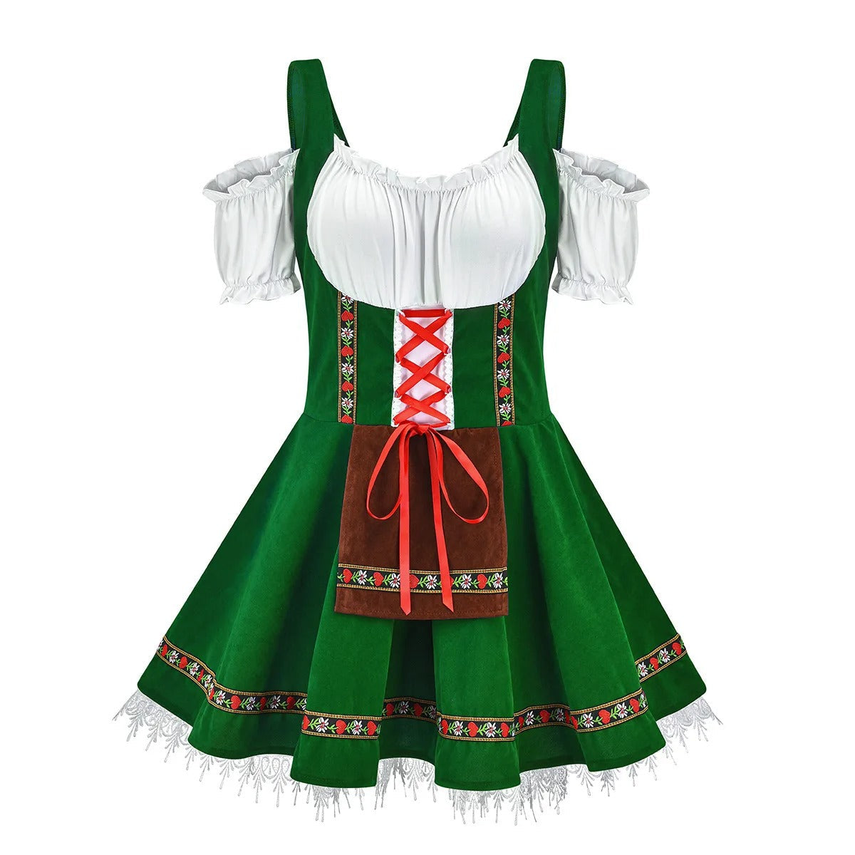 Klara Hellblau Trachten-Dirndl mit Schürze für Damen | Oktoberfest Festkleid mit Schnürung - S/M/L/XL/2XL/3XL