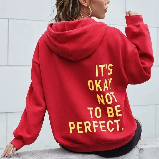 Vreni Schwarz Oversized Hoodie mit Kapuze und Rückenprint für Damen | Casual Statement Stil - XS/S/M/L/XL/2XL/3XL