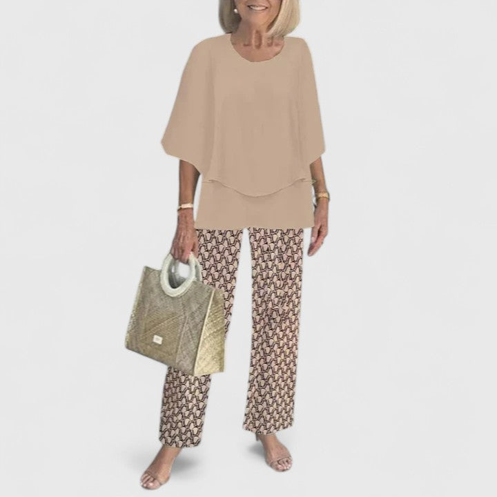 Anita Zweiteiler Layered-Bluse und Printerhose für Damen | Leichter fliessender Komfort - XS-3XL