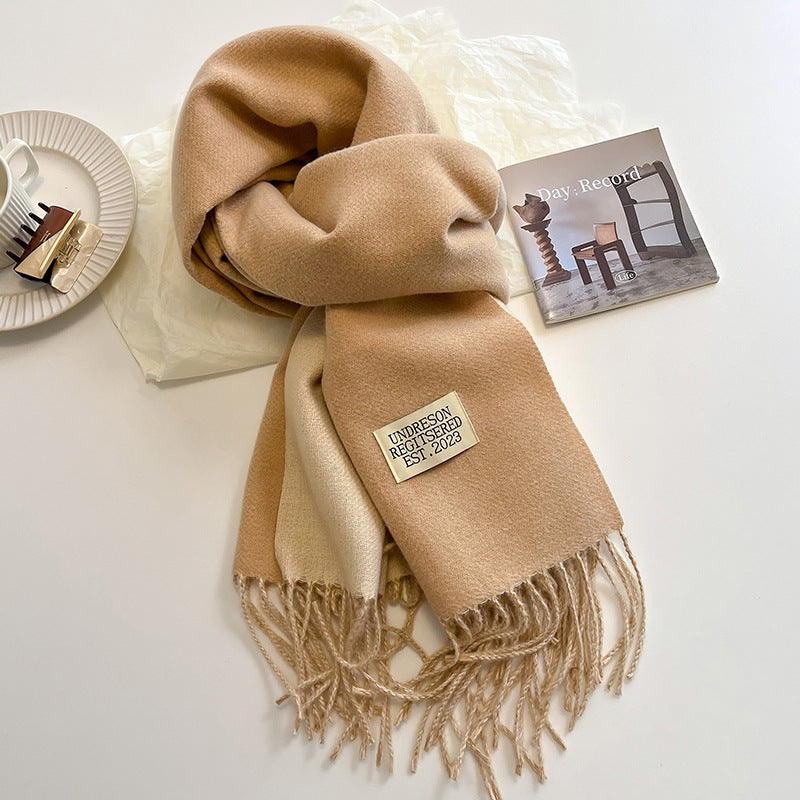 Monika Sand Weicher Fransen-Winterschal für Damen | Zweifarbig und Einfarbig Casual Stil