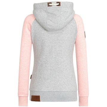 Gudrun Schwarz Zweifarbige Hoodie Jacke mit Kapuze für Damen | Casual Fit mit Reissverschluss - XS/S/M/L/XL/2XL
