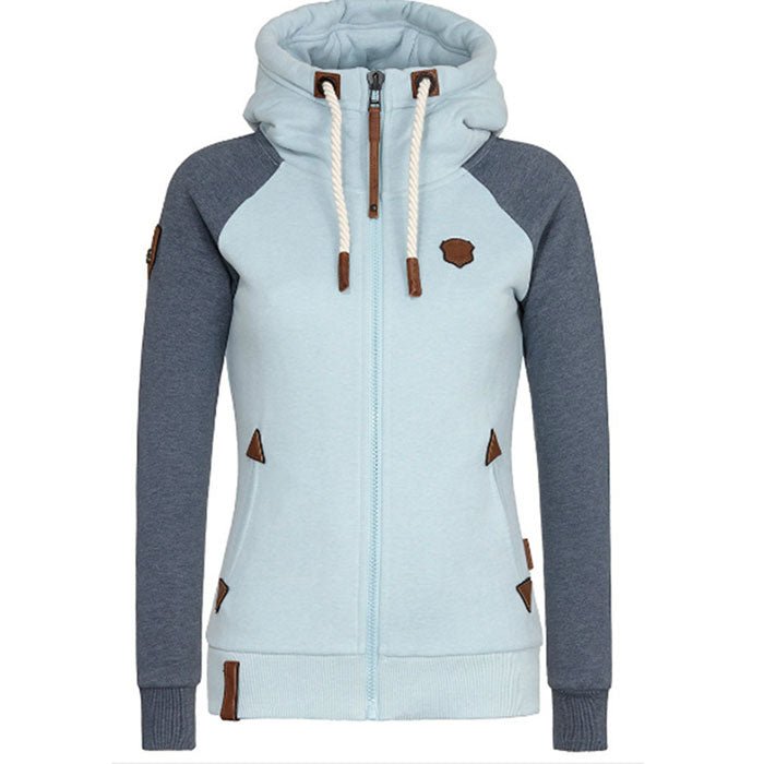 Wanda Schwarz Zweifarbiger Hoodie mit Kapuze für Damen | Raglanärmel Casual Freizeit - XS/S/M/L/XL/2XL