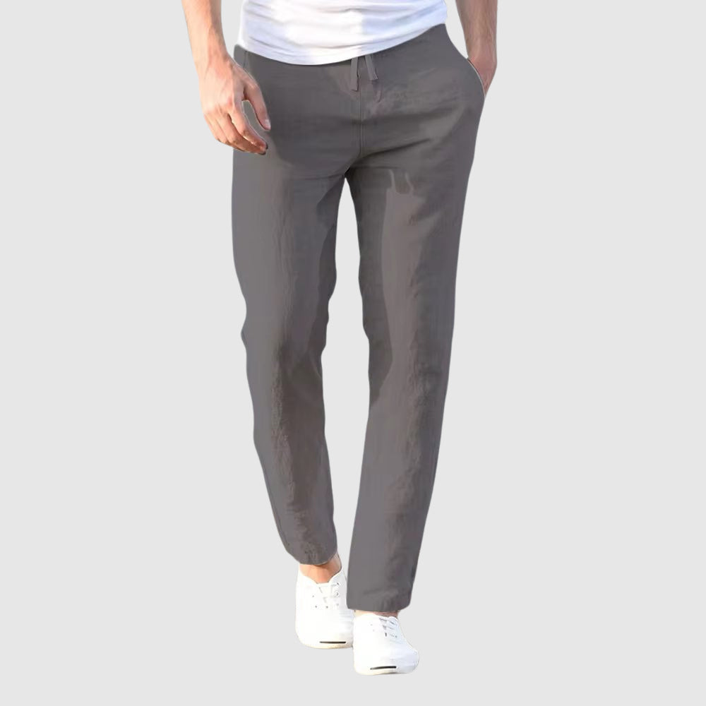 Walter Beige Leinenoptik Hose mit Kordelzug für Herren | Luftig Casual Fit | Sommer Freizeit - S/M/L/XL/2XL