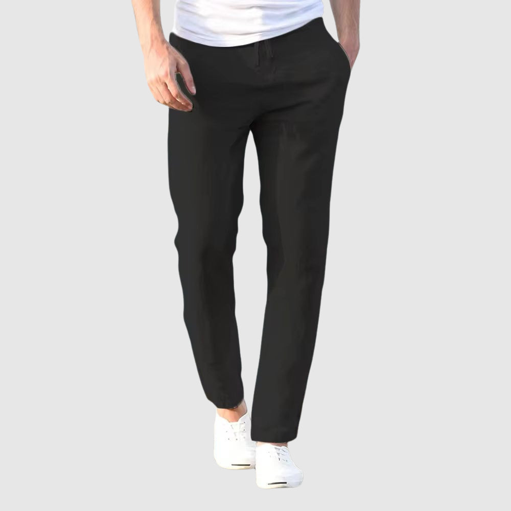 Walter Beige Leinenoptik Hose mit Kordelzug für Herren | Luftig Casual Fit | Sommer Freizeit - S/M/L/XL/2XL