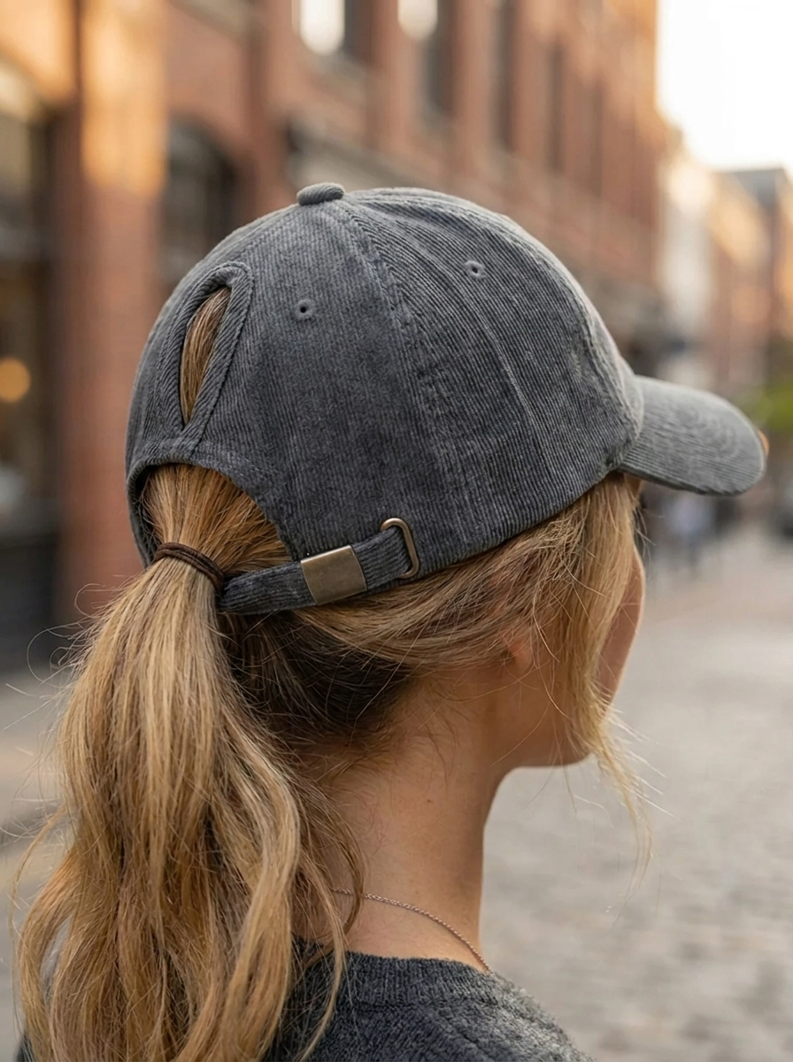 Vreni Grau Pferdeschwanz-Baseballcap mit UV-Schutz für Damen | Verstellbar Casual Stadtlook - Einheitsgrösse