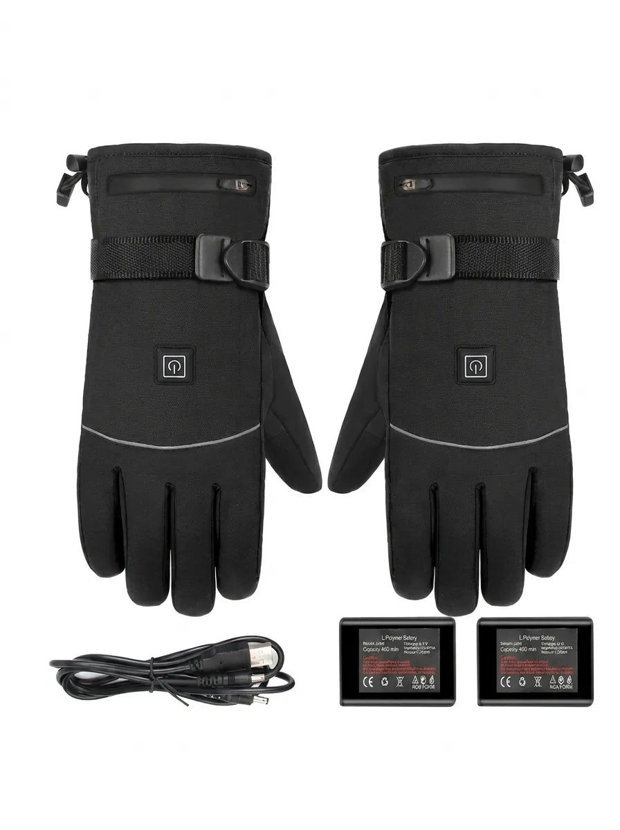 Urs Schwarz Wasserdichte Beheizte Touchscreen-Handschuhe für Herren | Winter Ski Motorrad - Einheitsgrösse