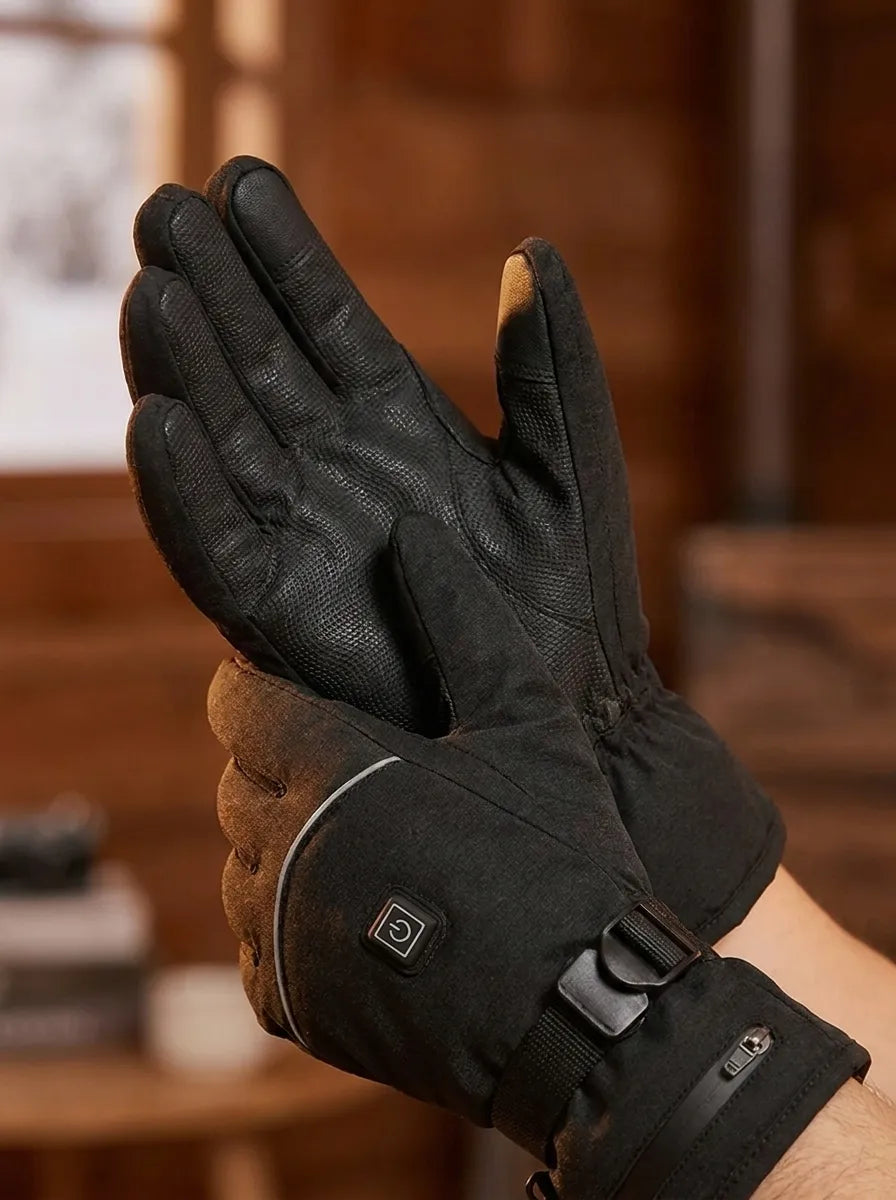 Urs Schwarz Wasserdichte Beheizte Touchscreen-Handschuhe für Herren | Winter Ski Motorrad - Einheitsgrösse