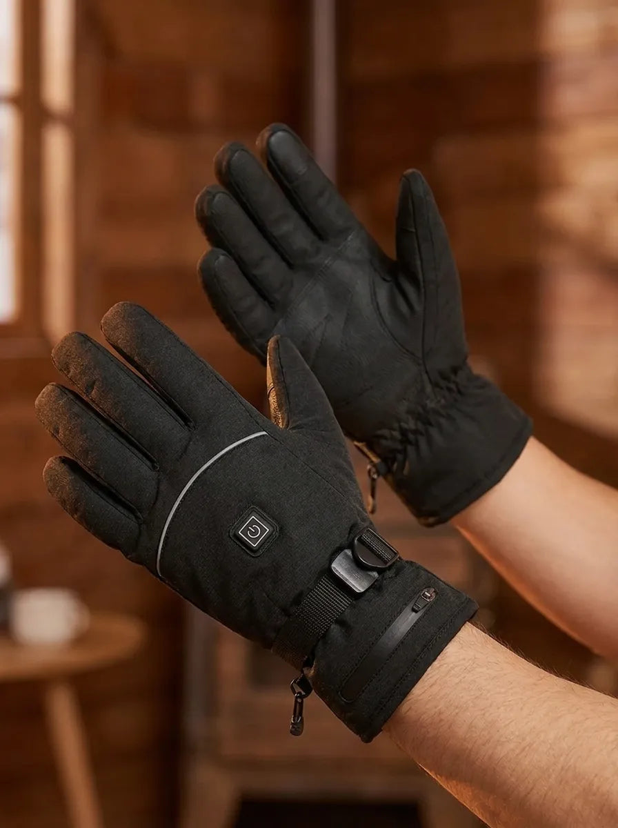 Urs Schwarz Wasserdichte Beheizte Touchscreen-Handschuhe für Herren | Winter Ski Motorrad - Einheitsgrösse