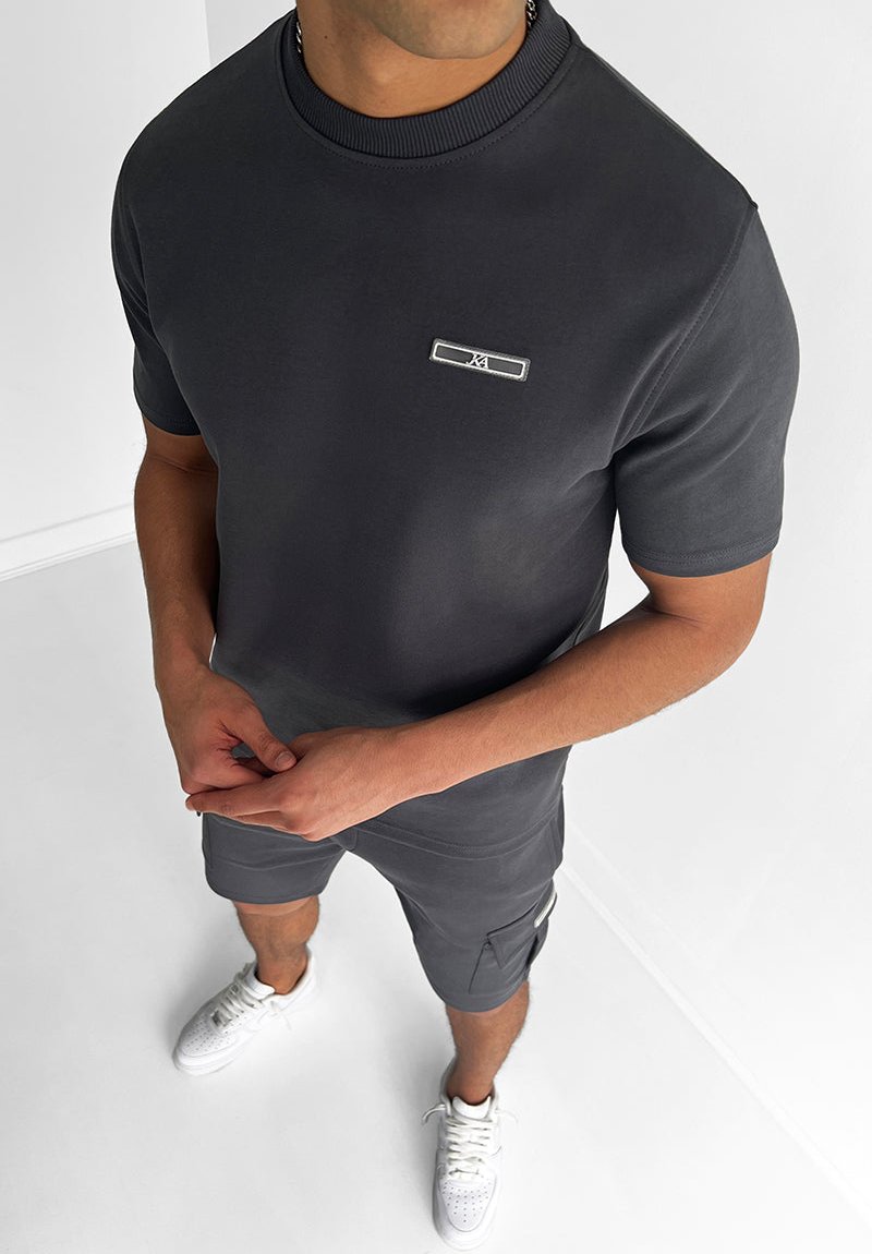 Werner Grau T-Shirt und Cargo-Shorts Set für Herren | Lässiger Komfort-Look | Freizeit und Urlaub - S-6XL