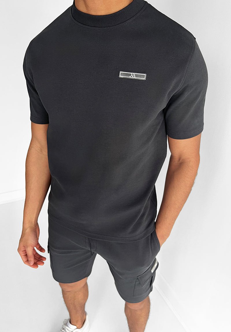 Werner Grau T-Shirt und Cargo-Shorts Set für Herren | Lässiger Komfort-Look | Freizeit und Urlaub - S-6XL