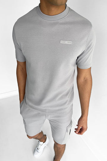 Werner Grau T-Shirt und Cargo-Shorts Set für Herren | Lässiger Komfort-Look | Freizeit und Urlaub - S-6XL