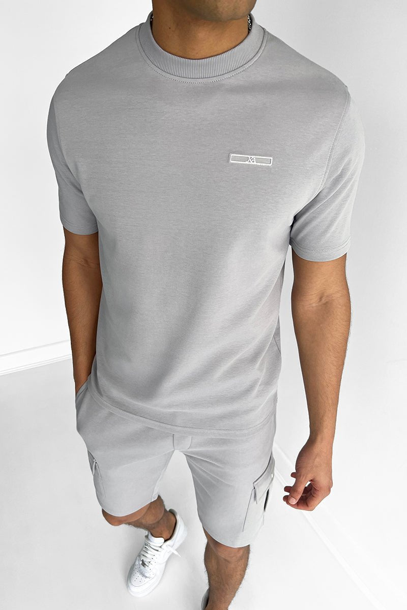 Werner Grau T-Shirt und Cargo-Shorts Set für Herren | Lässiger Komfort-Look | Freizeit und Urlaub - S-6XL