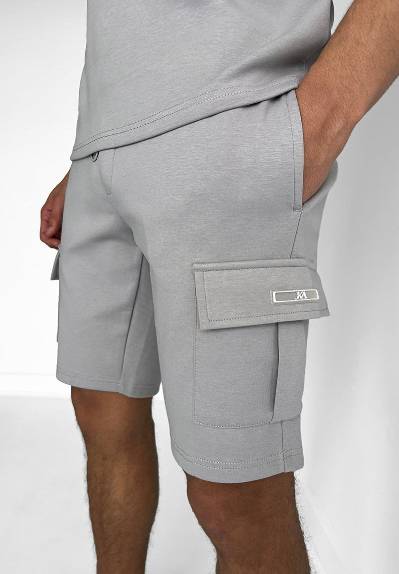 Werner Grau T-Shirt und Cargo-Shorts Set für Herren | Lässiger Komfort-Look | Freizeit und Urlaub - S-6XL