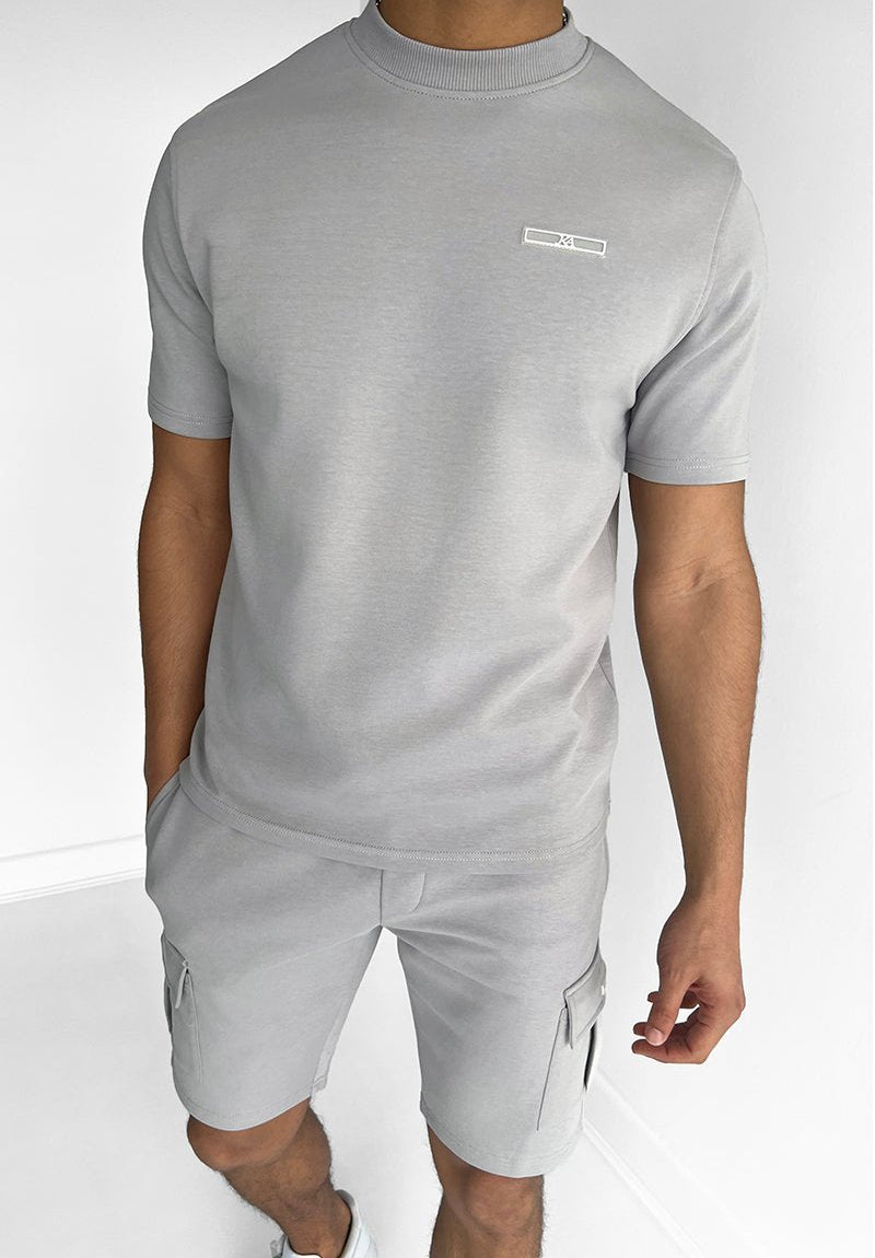 Werner Grau T-Shirt und Cargo-Shorts Set für Herren | Lässiger Komfort-Look | Freizeit und Urlaub - S-6XL