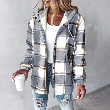 Hemdjacke Damen langarm kariert