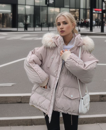Barbara Weiss Oversized Puffer-Jacke mit Kunstfellkapuze für Damen | Winter Stadtlook - S/M/L/XL/2XL