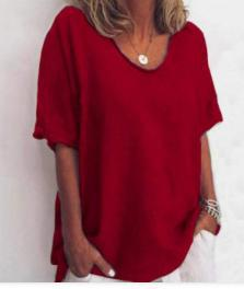 Monika Dunkelgrau Oversized U-Neck Bluse für Damen | Lockere Passform Sommerbluse | Alltag & Urlaub - S-5XL