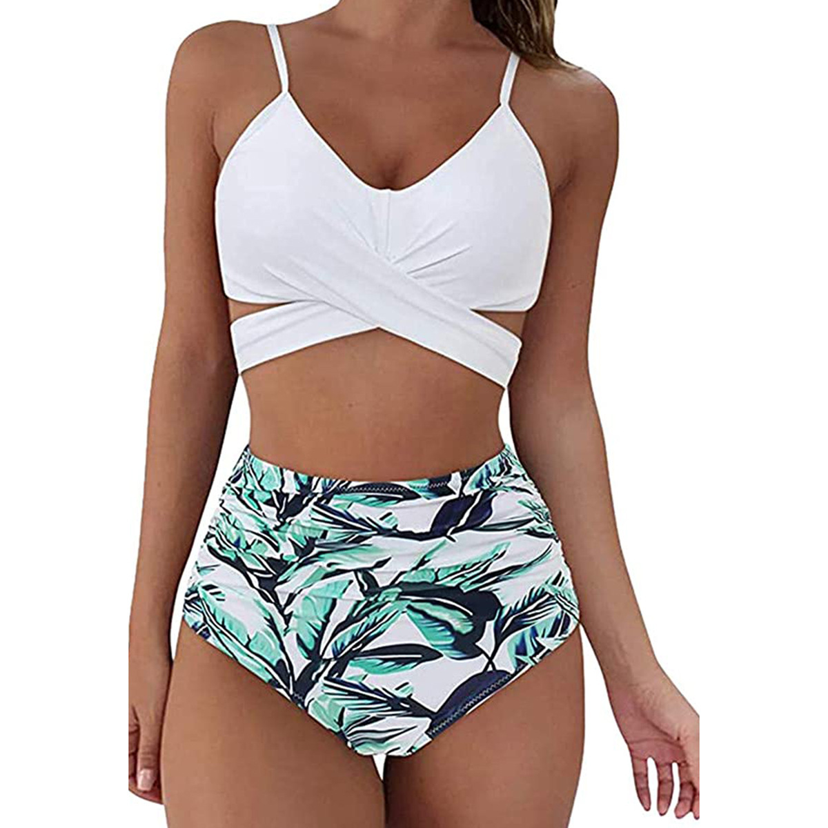 Kira Damen Bikini Set | Kreuzband-Oberteil, Hohe Taille- S-6XL