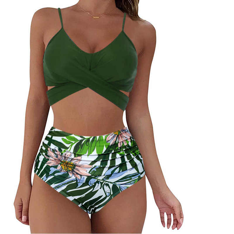 Kira Damen Bikini Set | Kreuzband-Oberteil, Hohe Taille- S-6XL
