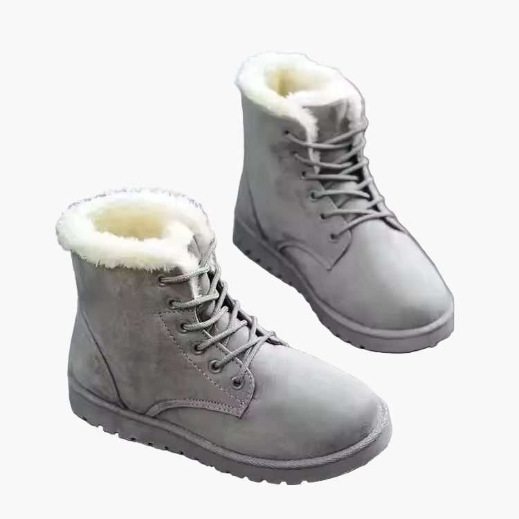 Ruth Kaffee Gefütterte Winterstiefel für Damen in Veloursleder-Optik | Schnürung Flache Sohle Winter - EU 36/37/38/39/40