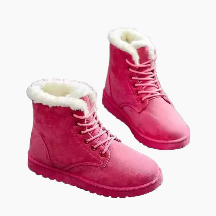 Ruth Kaffee Gefütterte Winterstiefel für Damen in Veloursleder-Optik | Schnürung Flache Sohle Winter - EU 36/37/38/39/40