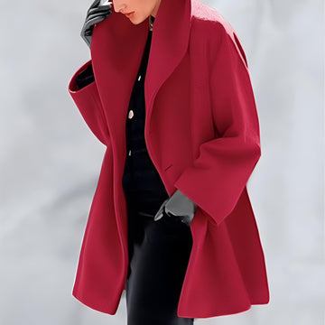 Mathilde Rot Oversized Longline Mantel für Damen | Schalkragen Ein-Knopf Casual Stil - S-5XL