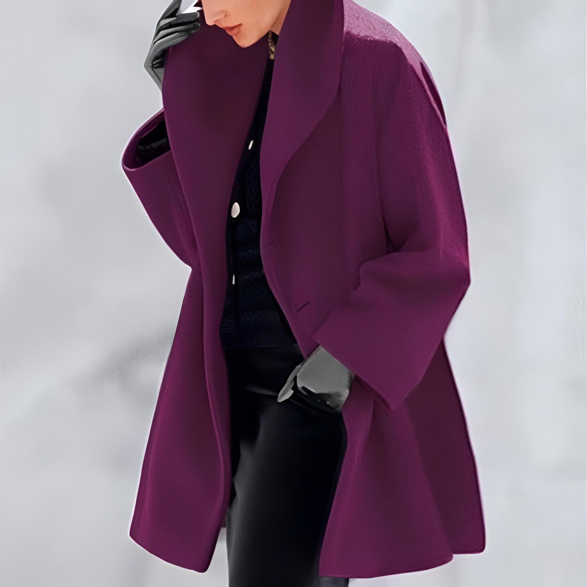 Mathilde Rot Oversized Longline Mantel für Damen | Schalkragen Ein-Knopf Casual Stil - S-5XL