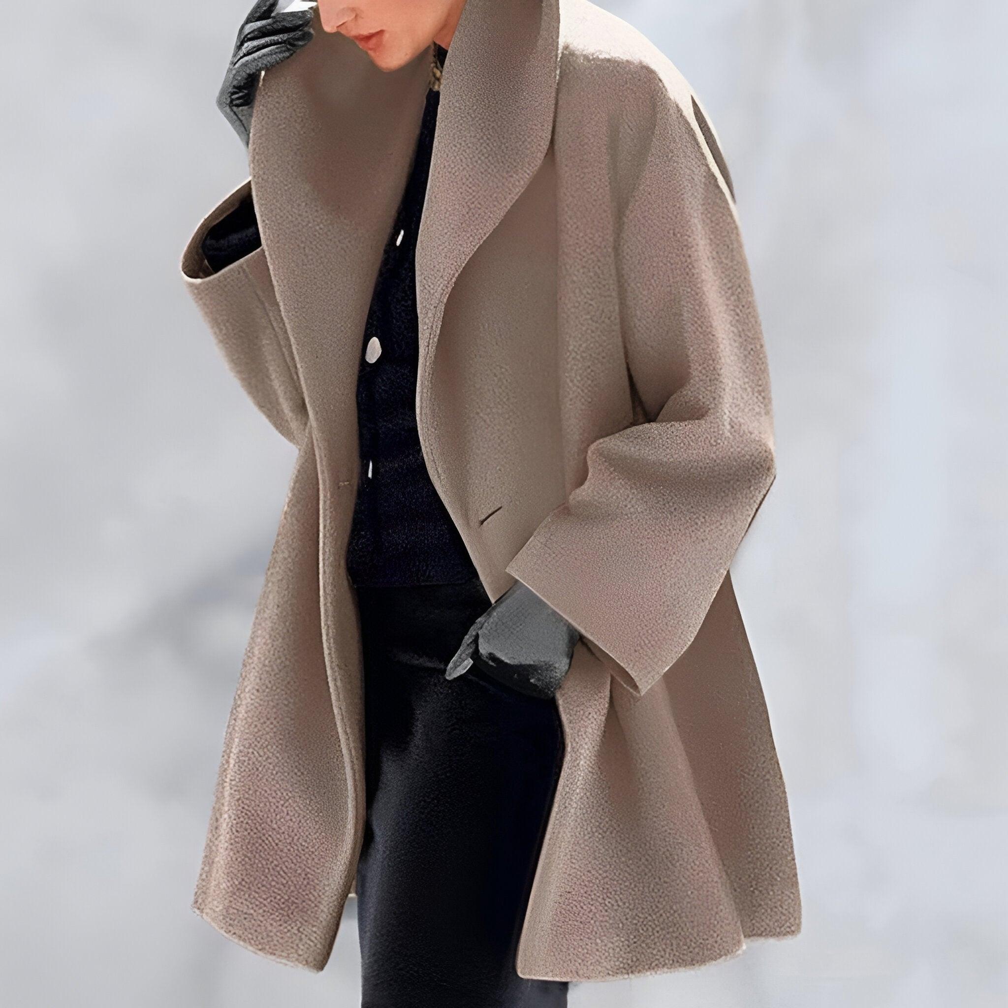 Mathilde Rot Oversized Longline Mantel für Damen | Schalkragen Ein-Knopf Casual Stil - S-5XL