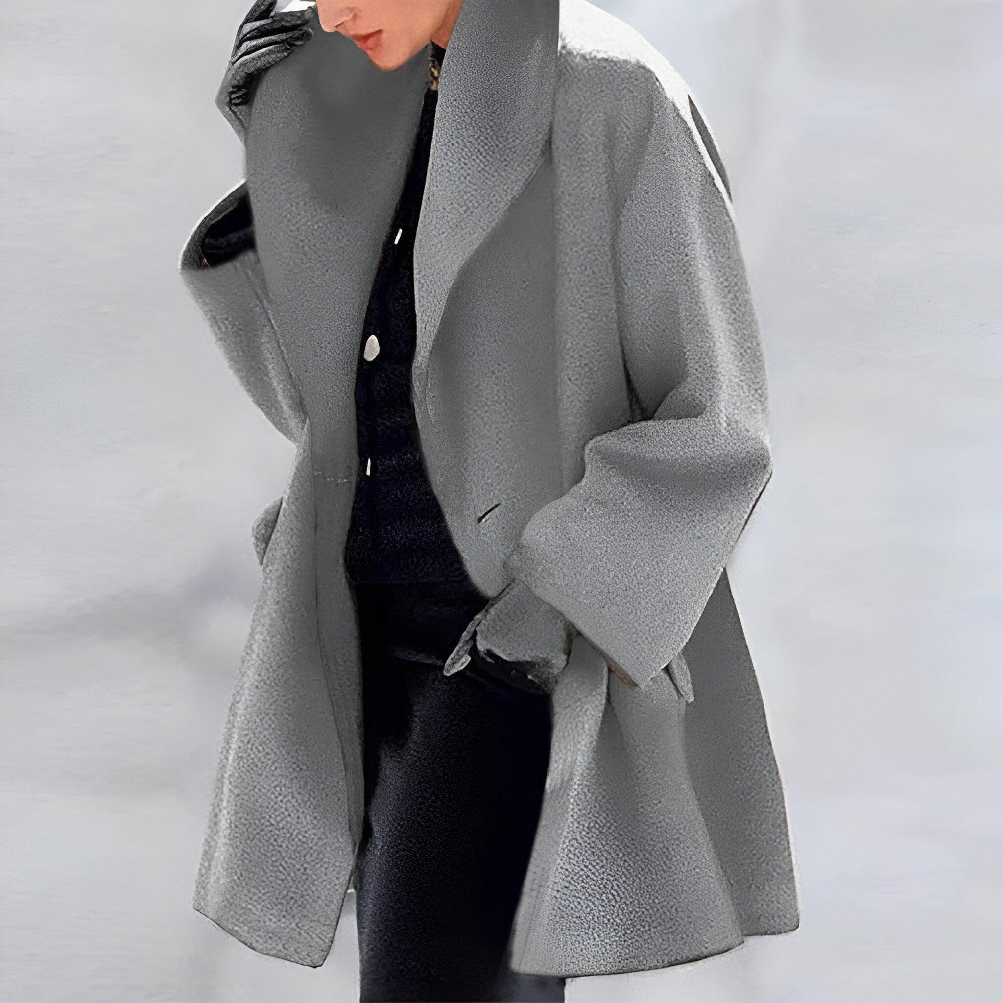 Mathilde Rot Oversized Longline Mantel für Damen | Schalkragen Ein-Knopf Casual Stil - S-5XL