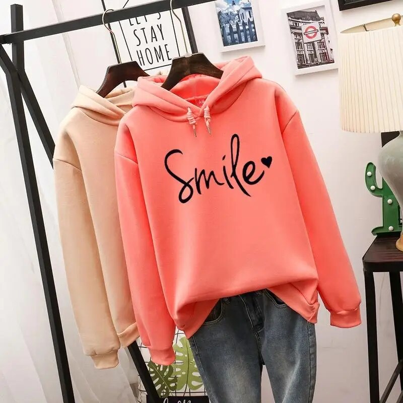 Rosemarie Beige Oversized Kapuzenpullover mit Aufdruck für Damen | Casual Alltag - S/M/L/XL/2XL