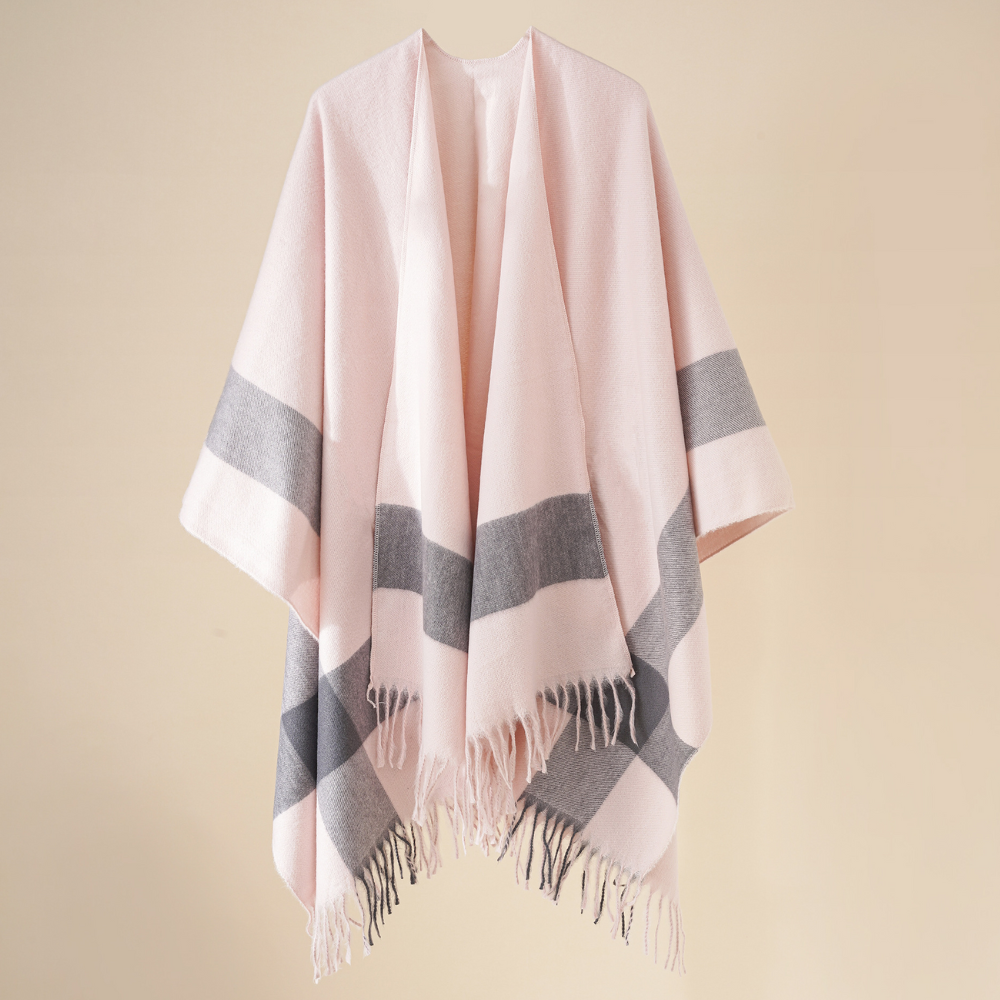 Elisabeth Beige Grosser Fransenschal mit Quasten für Damen | Warm Casual Winter - Einheitsgrösse