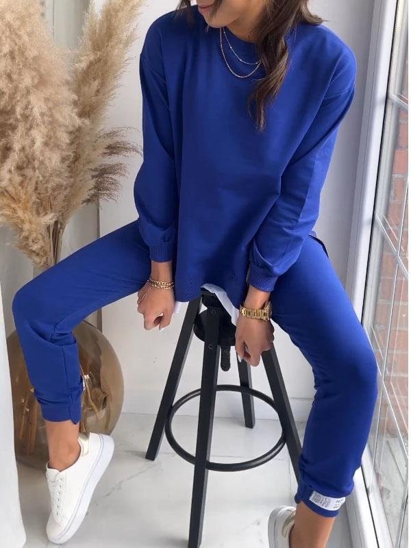 Vreni Grau Oversized Sweatshirt und Jogginghose Zweiteiler für Damen | Casual Freizeit - S/M/L/XL/2XL/3XL/4XL/5XL