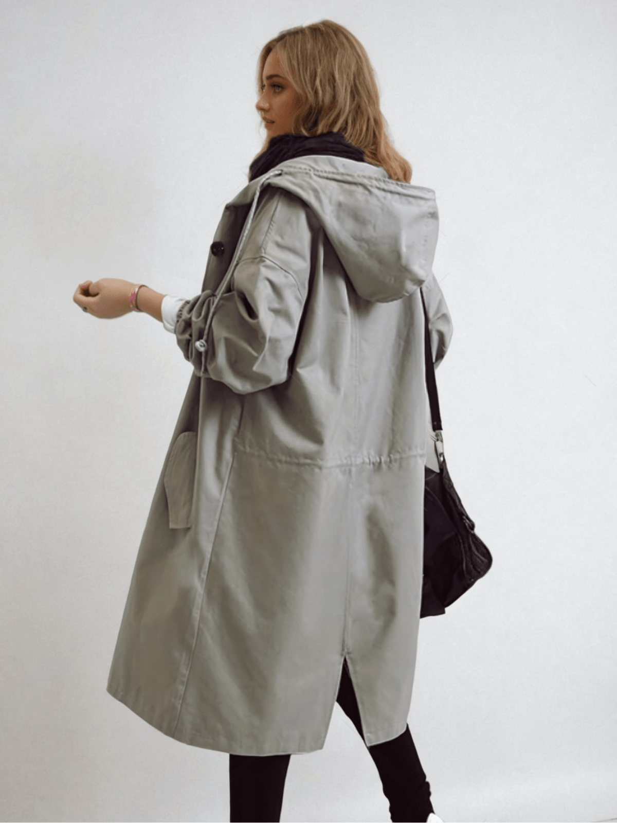 Monika Grau Wasserabweisender Oversized Trenchcoat mit Kapuze für Damen | Casual Stadtlook - S/M/L/XL/2XL/3XL/4XL/5XL