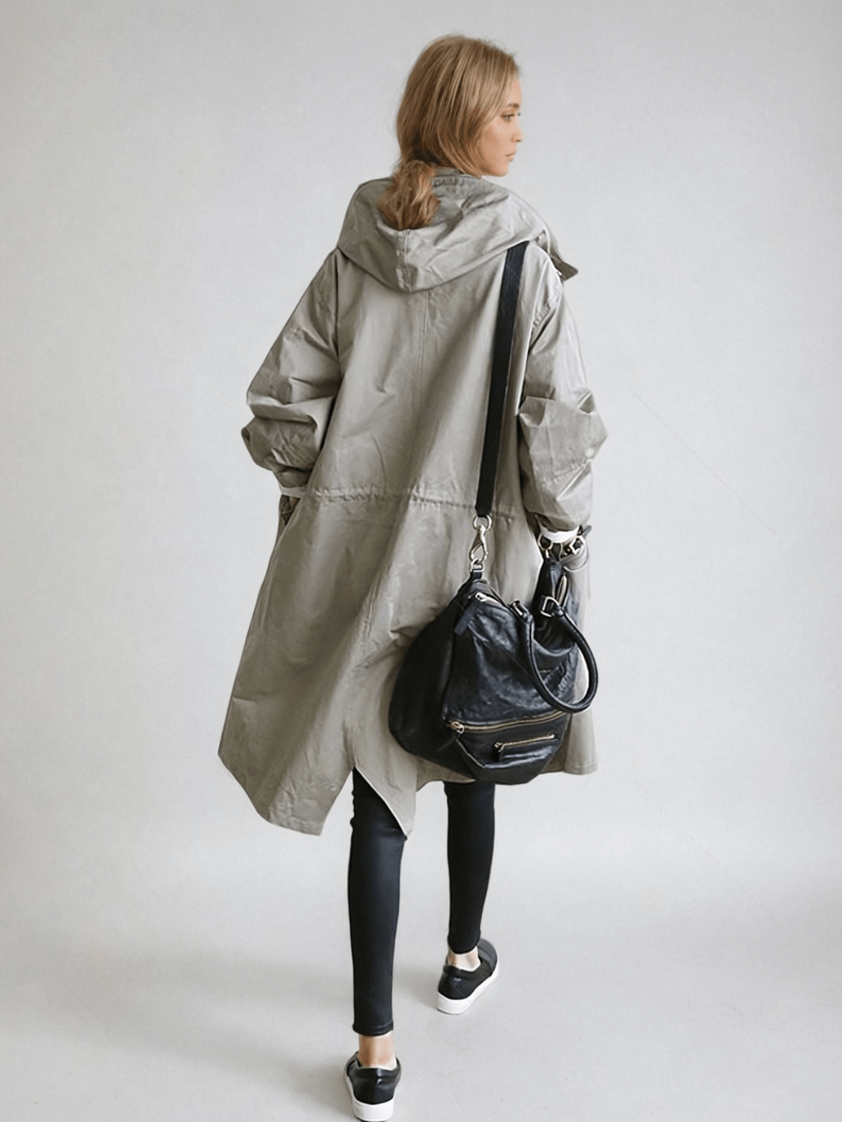 Monika Grau Wasserabweisender Oversized Trenchcoat mit Kapuze für Damen | Casual Stadtlook - S/M/L/XL/2XL/3XL/4XL/5XL