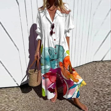 Monika Stil 1 Geblümtes Boho-Maxikleid für Damen | Leicht Fliessende Passform | Sommerurlaub & Gartenparty - S-3XL