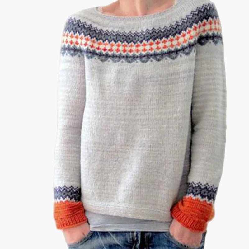 Marianne Mehrfarbig Gemusterter Vintage Strickpullover für Damen | Folkloristisch Casual - S/M/L/XL/2XL/3XL/4XL/5XL