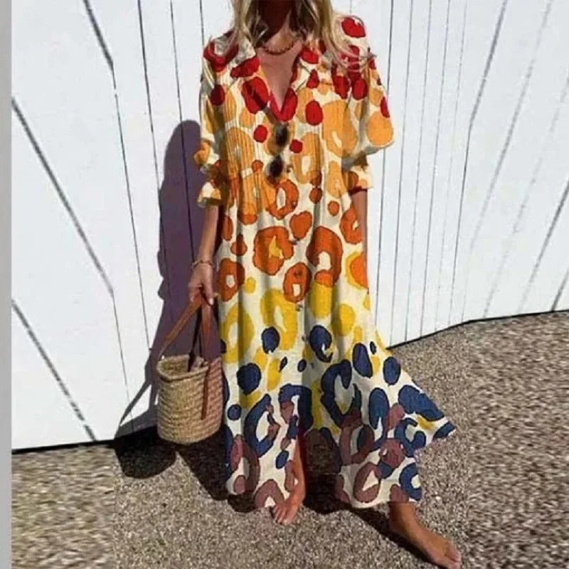 Monika Stil 1 Geblümtes Boho-Maxikleid für Damen | Leicht Fliessende Passform | Sommerurlaub & Gartenparty - S-3XL